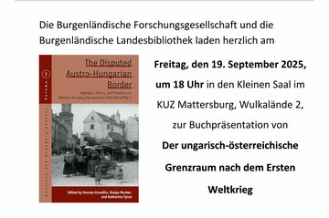 Einladung zur Buchpräsentation von Der ungarisch-österreichische Grenzraum nach dem Ersten Weltkrieg