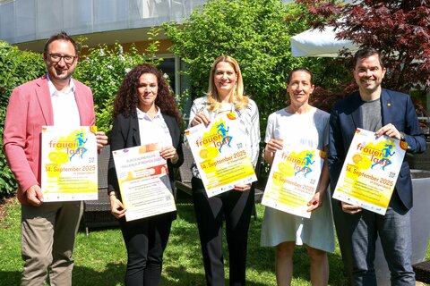 Landesrätin Daniela Winkler bei der Präsentation des 12. Burgenländischen Frauenlaufs.