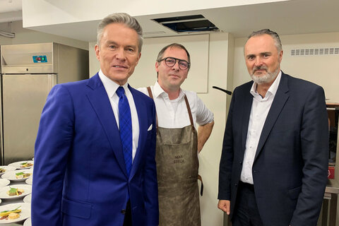 Landeshauptmann Hans Peter Doskozil mit Max Stiegl und Alfons Haider