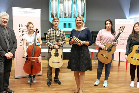 Landesrätin Daniela Winkler und Direktor Tibor Nemeth informierten über die aktuelle Situation und gaben einen Ausblick in die Zukunft im Joseph Haydn Konservatorium
