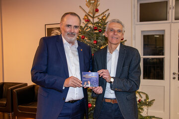 Landeshauptmann Mag. Hans Peter Doskozil mit Dr. Harald Ladich, dem neuen Vorsitzenden des Volksgruppenbeirats der Burgenländischen Kroaten.