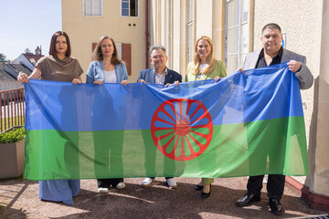 Landtagspräsidentin Astrid Eisenkopf, Landeshauptmann-Stellvertreterin Anja Haider-Wallner, Emmerich Gärtner-Horvath, Landesrätin Daniela Winkler und Martin Horvath