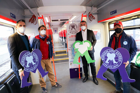 DI(FH) Christof Hermann (ÖBB Regionalmanager Ostregion/Personenverkehr), Michael Oberhauser (Burgenland Extrem), Landesrat Heinrich Dorner, Tobias Monte (Burgenland Extrem)