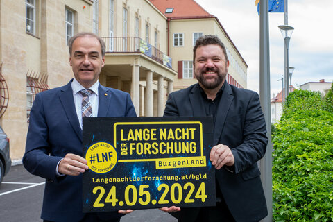 Forschungskoordinator DI Martin Zloklikovits und Forschungslandesrat Dr. Leonhard Schneemann laden zur Langen Nacht der Forschung ein, auch das Landhaus-Alt in Eisenstadt öffnet seine Tore